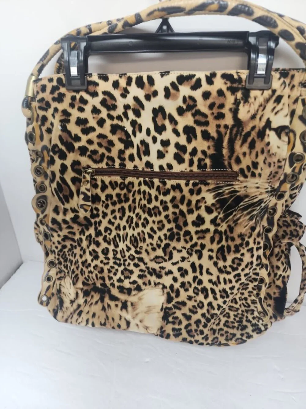 Leopard Print Zippered Lined Tote Bag Tan NWOT!!!